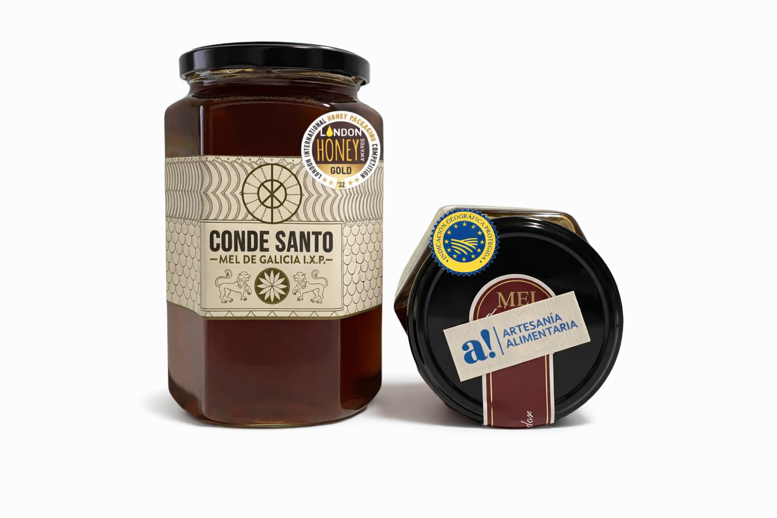 Miel Cruda de Montaña de Galicia IGP 1 kg – 100% Natural Sin Filtrar ni Pasteurizar | Miel Artesanal Directa del Apicultor | Conde Santo - 1