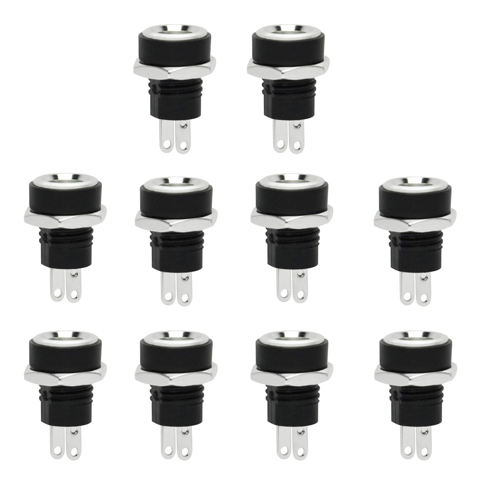 GikfunDC Power Supply Jack Socket Female Panel Mount Connector 5.5X2.1mm for Arduino (Pack of 10pcs) EK1796