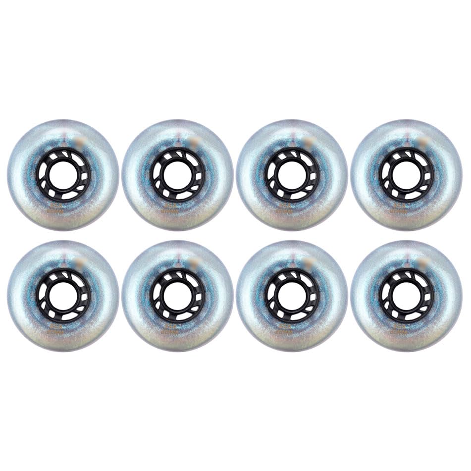 Lot de 8 Roues de Patins à Roues alignées 76 mm, 85 A, 72 mm/76 mm/80 mm, Roues de Rechange pour Patins de Vitesse d'extérieur sans roulements, Lot de 4/8
