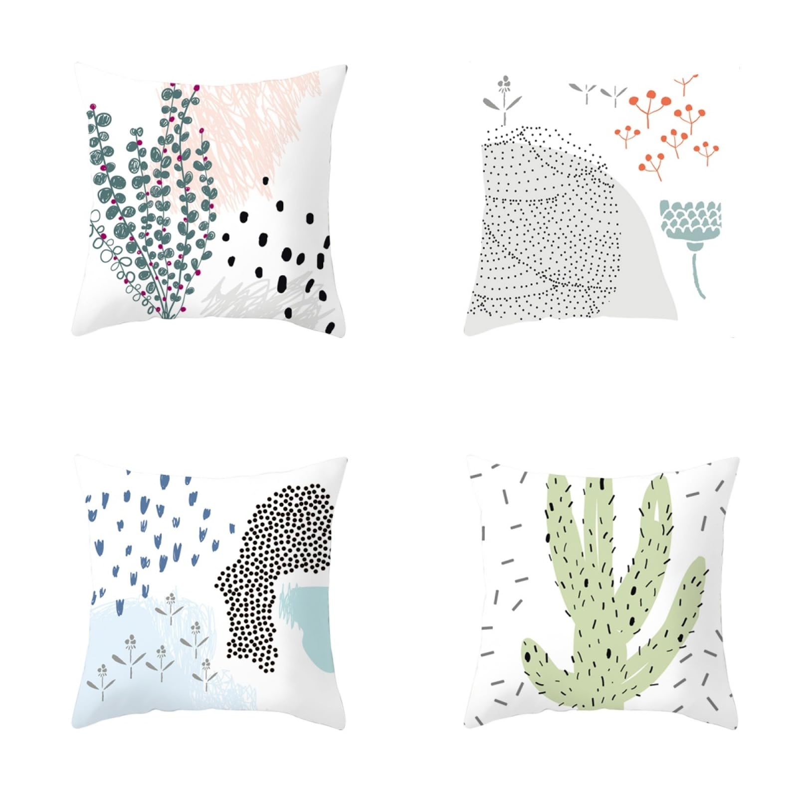 Cushion Covers Green Gray Black Pillow Cases 4 Pack Sofa Cushions 40x40cm