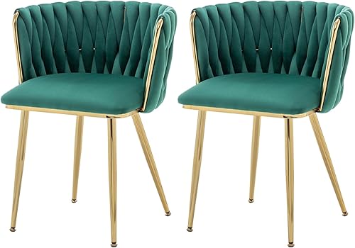 Miniatura 10 de Juego de 4 sillas de comedor de terciopelo, modernas sillas de comedor tapizadas con patas de metal dorado para comedor, tocador, cocina, sala de