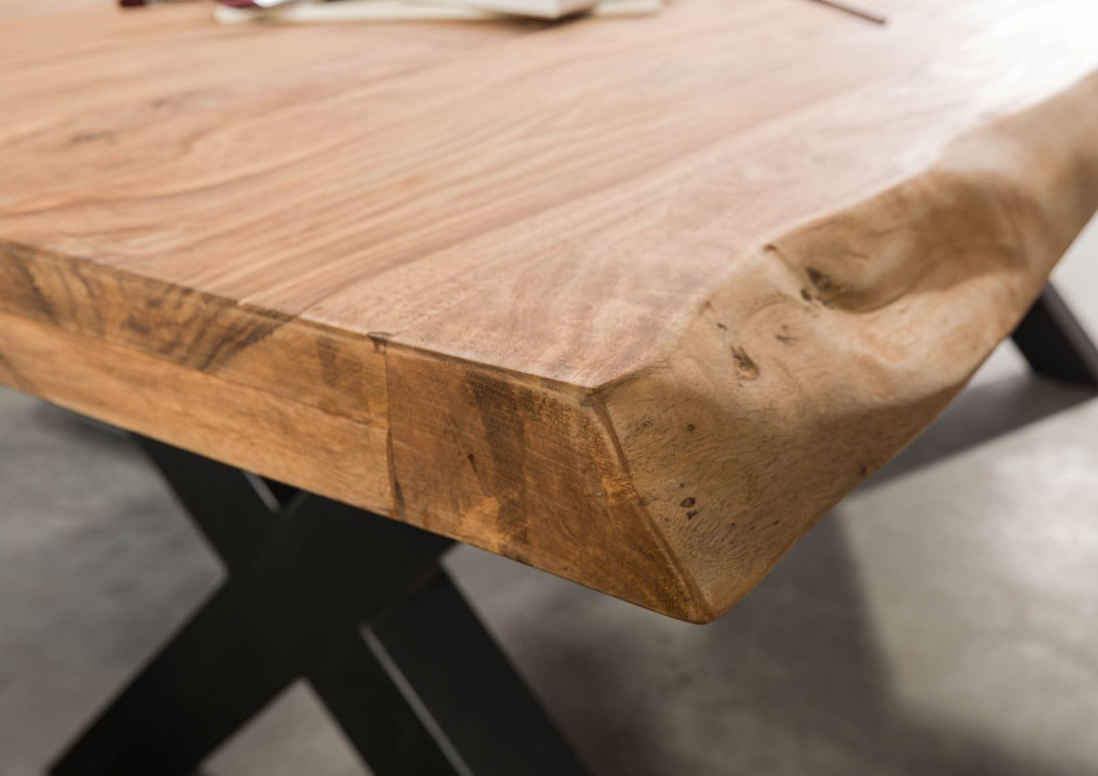 MASSIVMOEBEL24.DE Table à Manger Sheesham Natur coloré Freeform