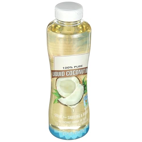 Aceite de coco líquido 100% puro, 16 onzas, ideal para cocinar, 4 triglicéridos de cadena media, paquete de 1