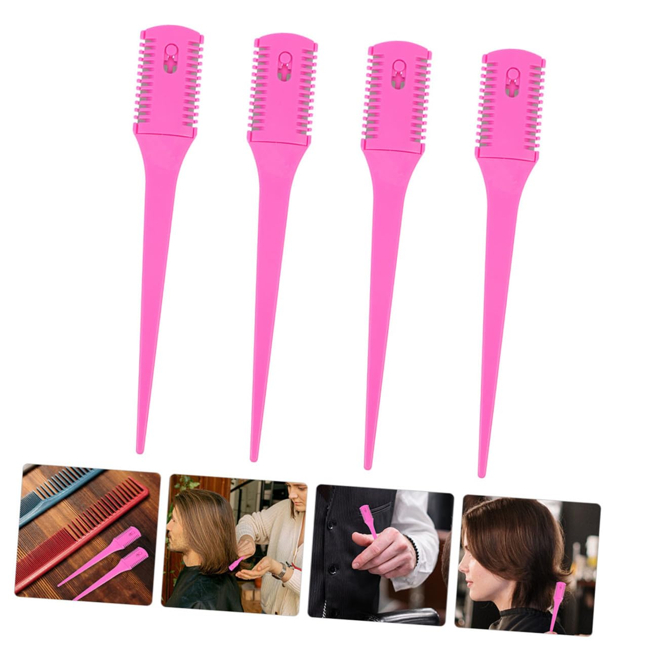 4pcs Pointed Tail Razor Comb Double-edge Haircut Styling Clippers Set for Men and Women, Convenient Haircut Comb for Precise Hair Trimming and Tapering at Home or Salon