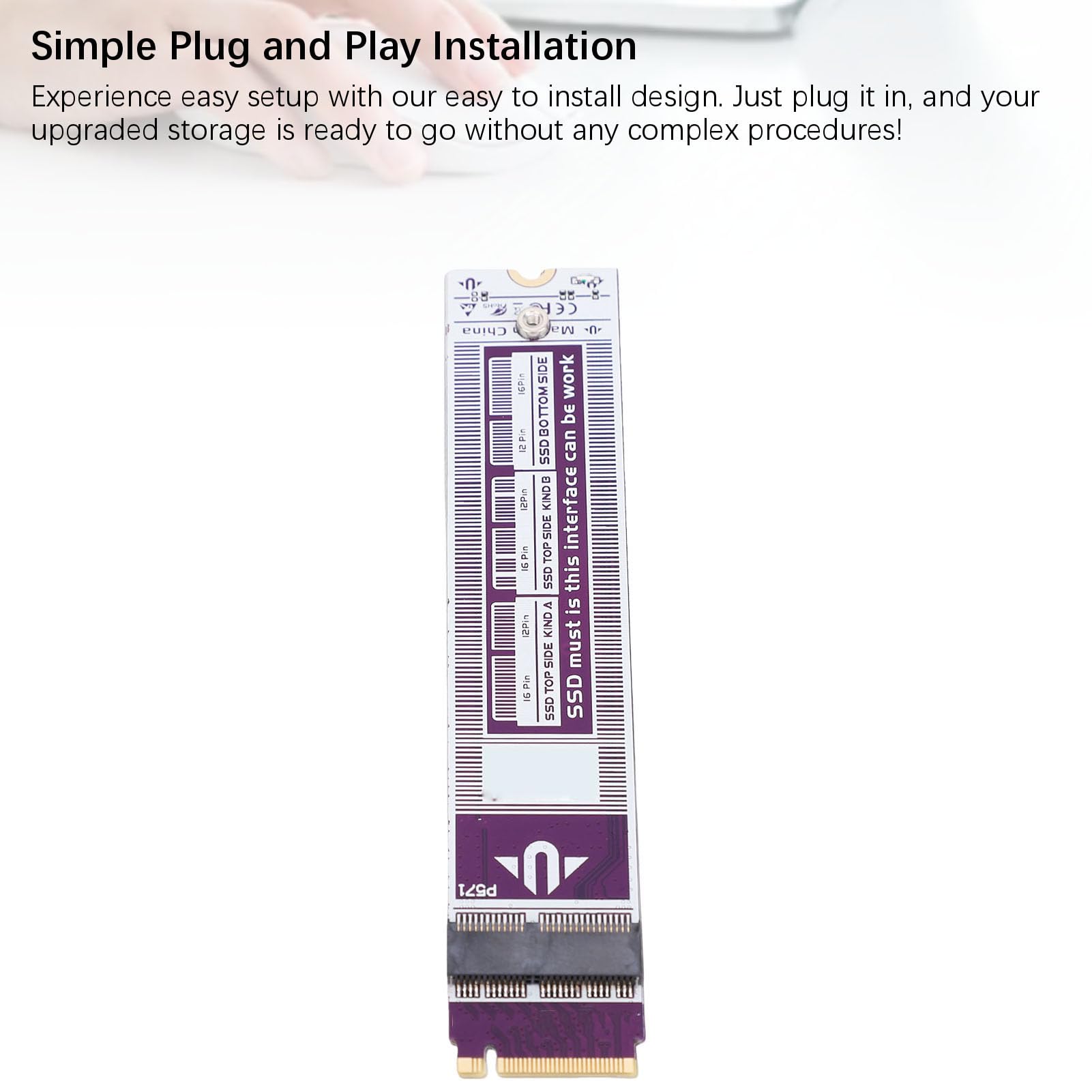 Zunate M.2 NVMe SSD Adattatore 12pin 16pin Convertitore NVMe SSD Reader per Mac Book Air Pro 2013 2017, con Cablaggio di Precisione, Trasferimento Dati Stabile