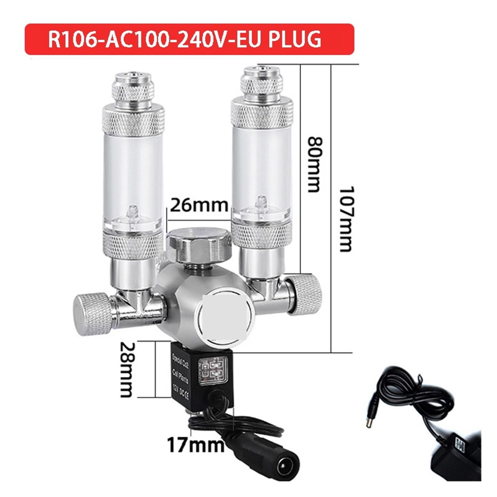 Kit elettrovalvola regolatore CO2 for acquario fai-da-te valvola di ritegno serbatoio for pesci di pressione di controllo CO2 valvola di riduzione a pressione del cilindro