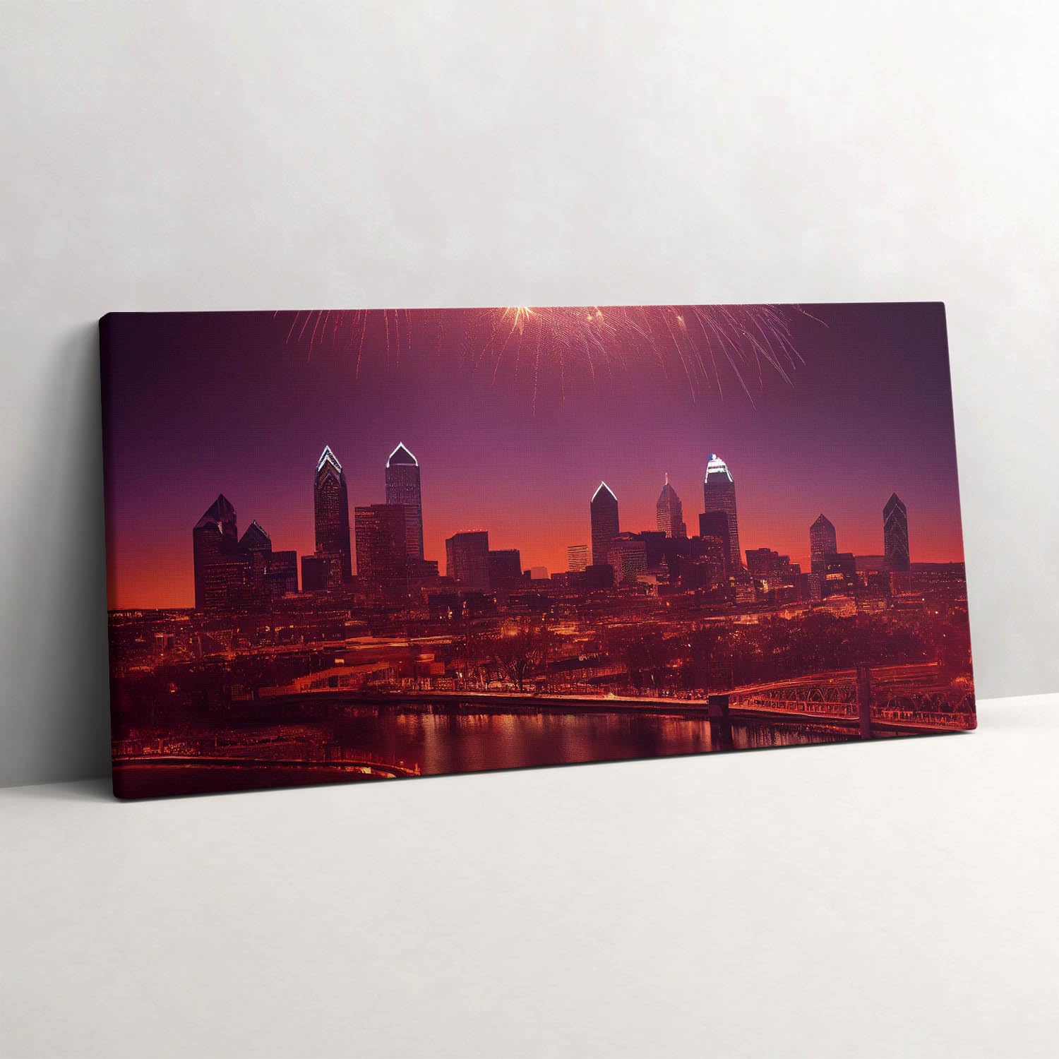 Tableau Philadelphie de nuit Wallfluent toile murale 120x60cm - 6