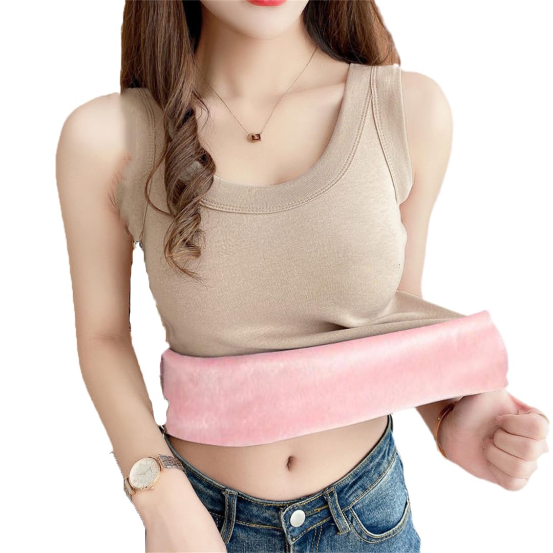 Espesar las mujeres sin mangas otoño invierno cálido color sólido Tops