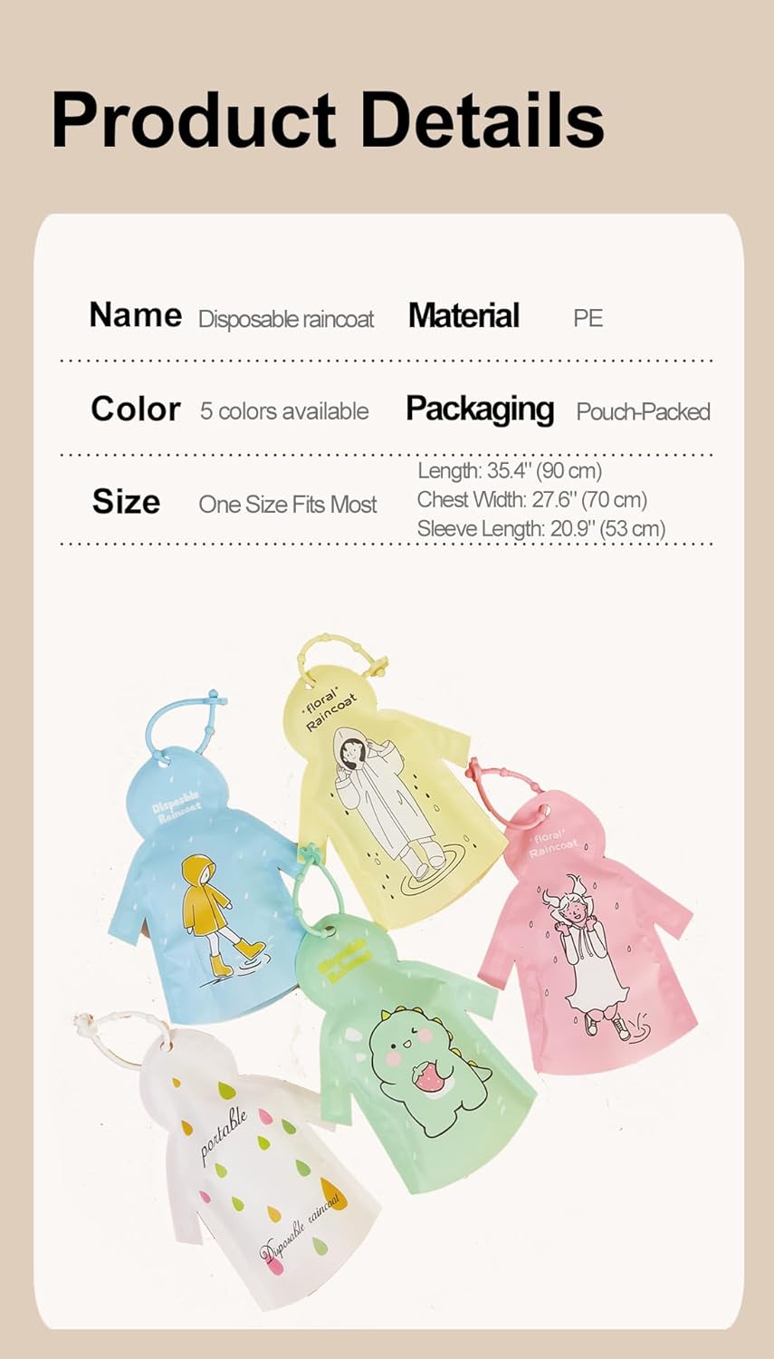 1PC Emergency Rain Poncho Keychain - Compact Waterproof Travel Raincoat, Disposable Poncho for Camping Fishing Outdoor Sports