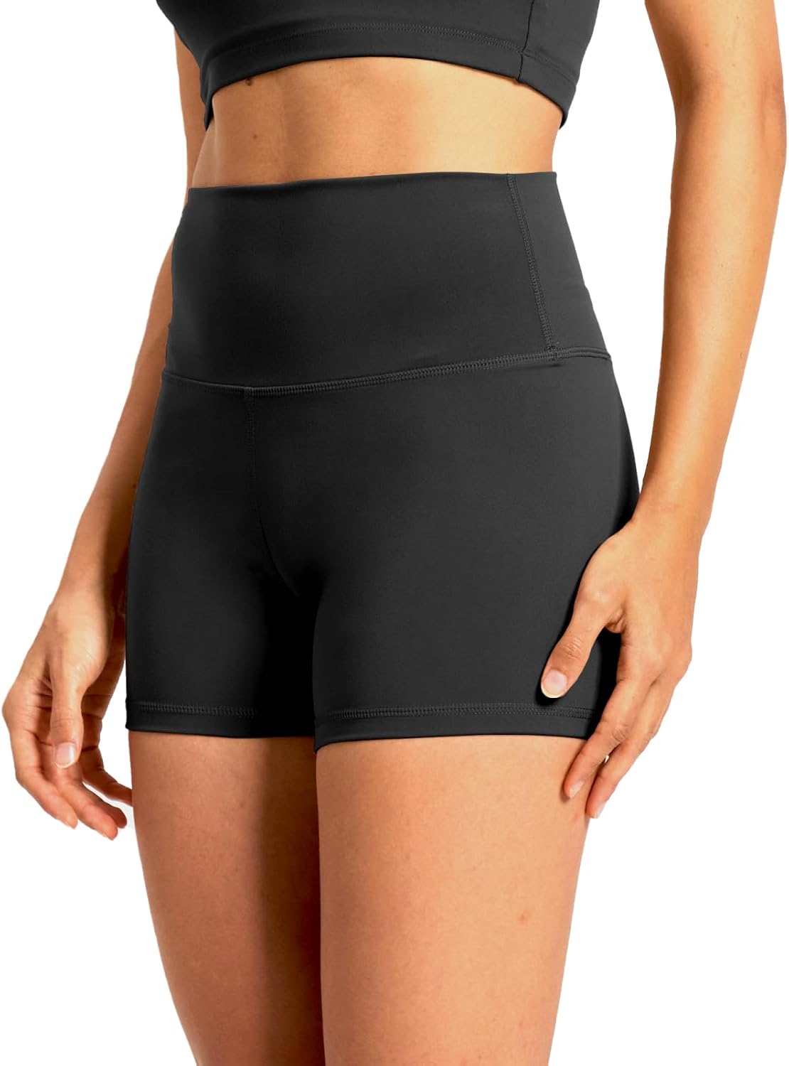 Radlerhose Damen 10cm Kurze High Waist Bequeme Stretch Sportshorts für Fitness, Yoga, Gym, Sommer