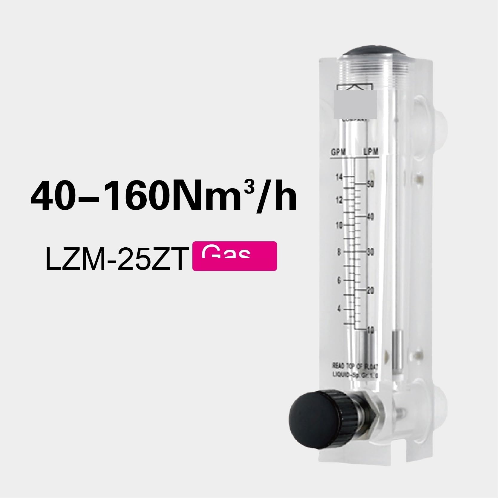 Rotámetro de líquido LZM-25ZT, medidor de Flujo for Aire y Agua, Dispositivo de medición de Flujo de líquido Ajustable for Montaje en Panel(Gas40-160Nm3-h)