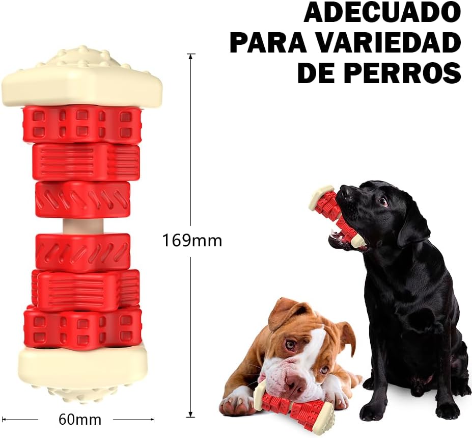 Indestructible Dog Toys - Natural Rubber Heavy Duty Chew, Dental Cleaning, Anti-Stress and Interactive Teether for Large and Medium Dogs (Red) 9