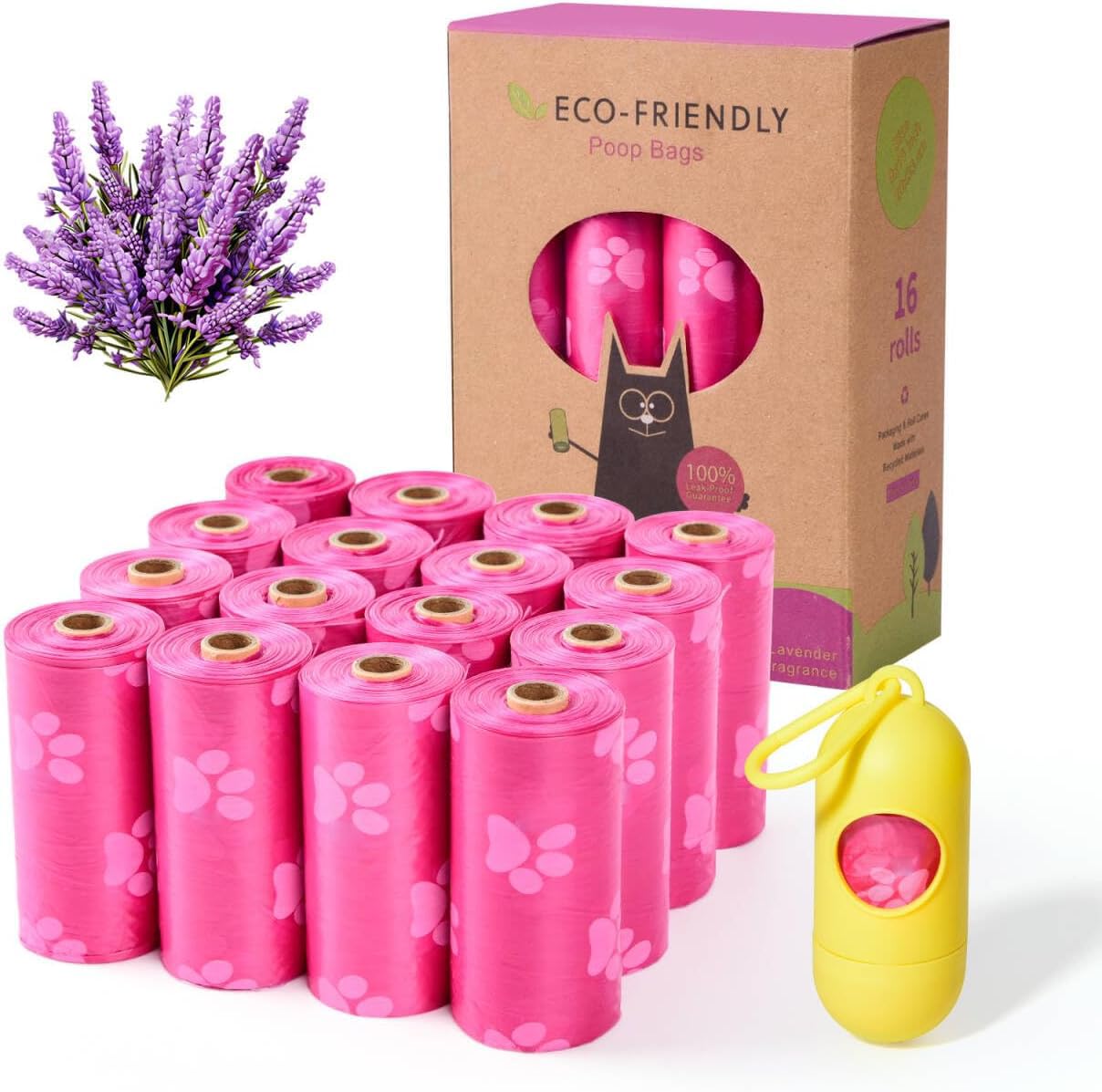 Ninsetinsoe Pink Poo Bags Dogs 240 Bags Leak Proof And Extra Thick Dog Poop Bags Rolls Lavender Scented Biodegradable Poo Bags
