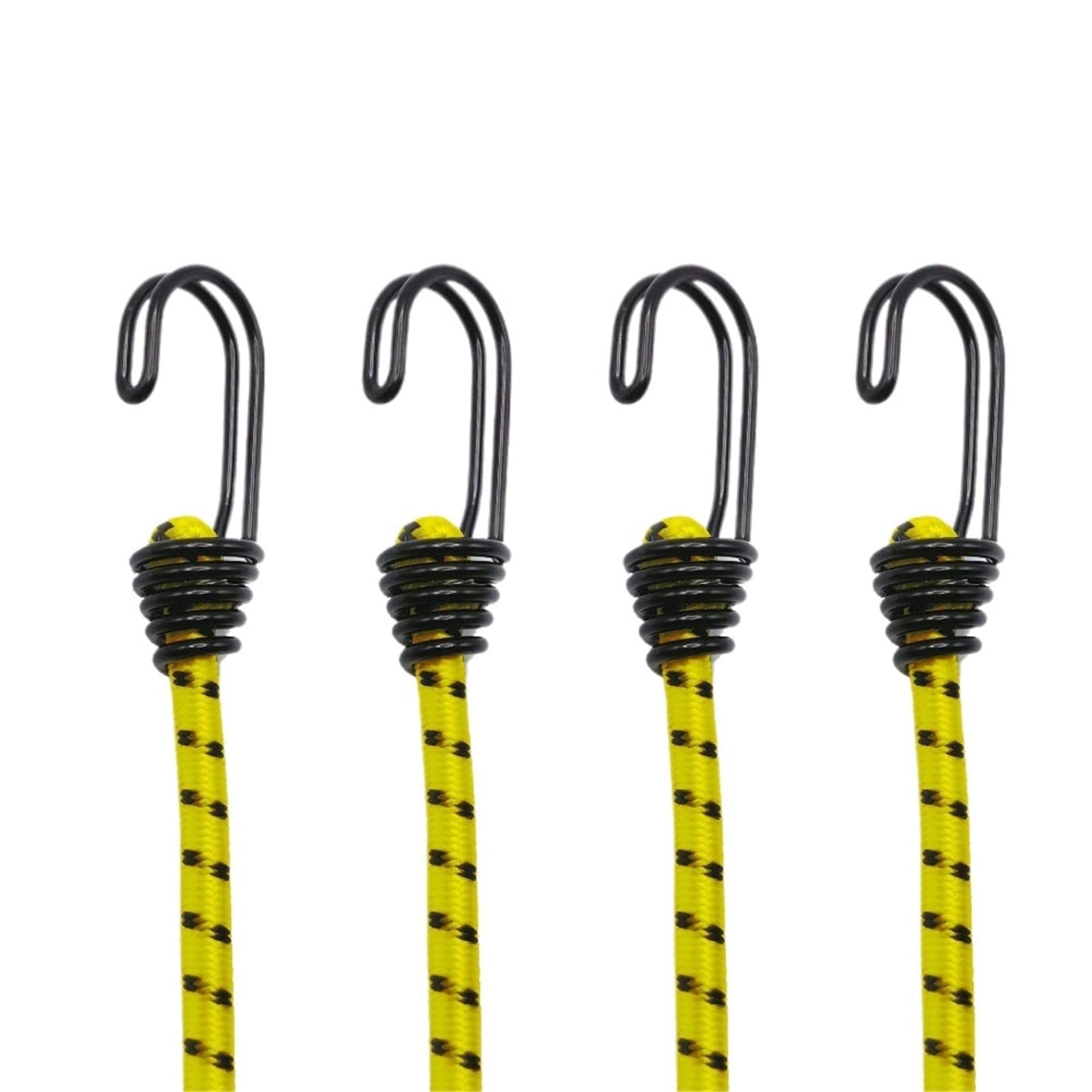 Outdoor Tie Down Rope, Bungee Cords With Hooks 4 Pack Multicolor Latex Elastic Rope(Yellow)