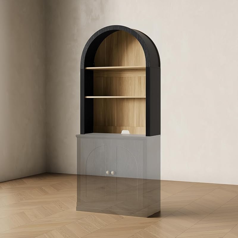 CHIC HOUSE Monos Arched Open Bookcase Top Unit, Black image 3
