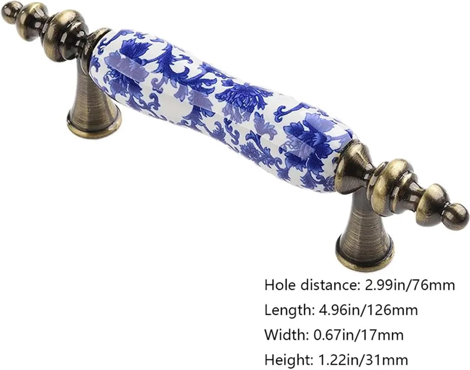 Pulls Handles 10Pcs Ceramic Furniture Antique Fashion Blue and White Door Handle Dresser Cabinet Handles Drawer Knobs Pull Handles for Drawer Closet Cupboard Kitchen(E)