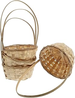 Parliky 4 Pçs Cesta De Vime Cestas De Vime Para Armazenamento Cesta De Piquenique De Flores Decoração De Acampamento Vaso De Flores De Vime Detritos Cesta De Artesanato Cesta De Flores De