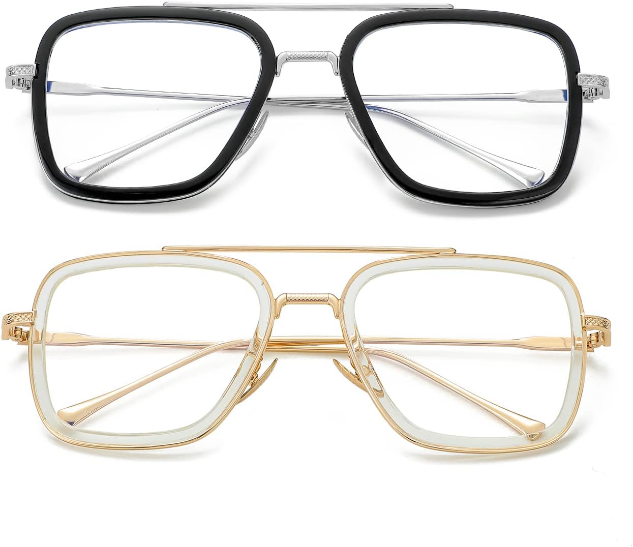 JOVAKITAviator Clear Lens Glasses for Women Men Non-prescription Eyeglasses Blue Light Blocking Lens Metal Frame