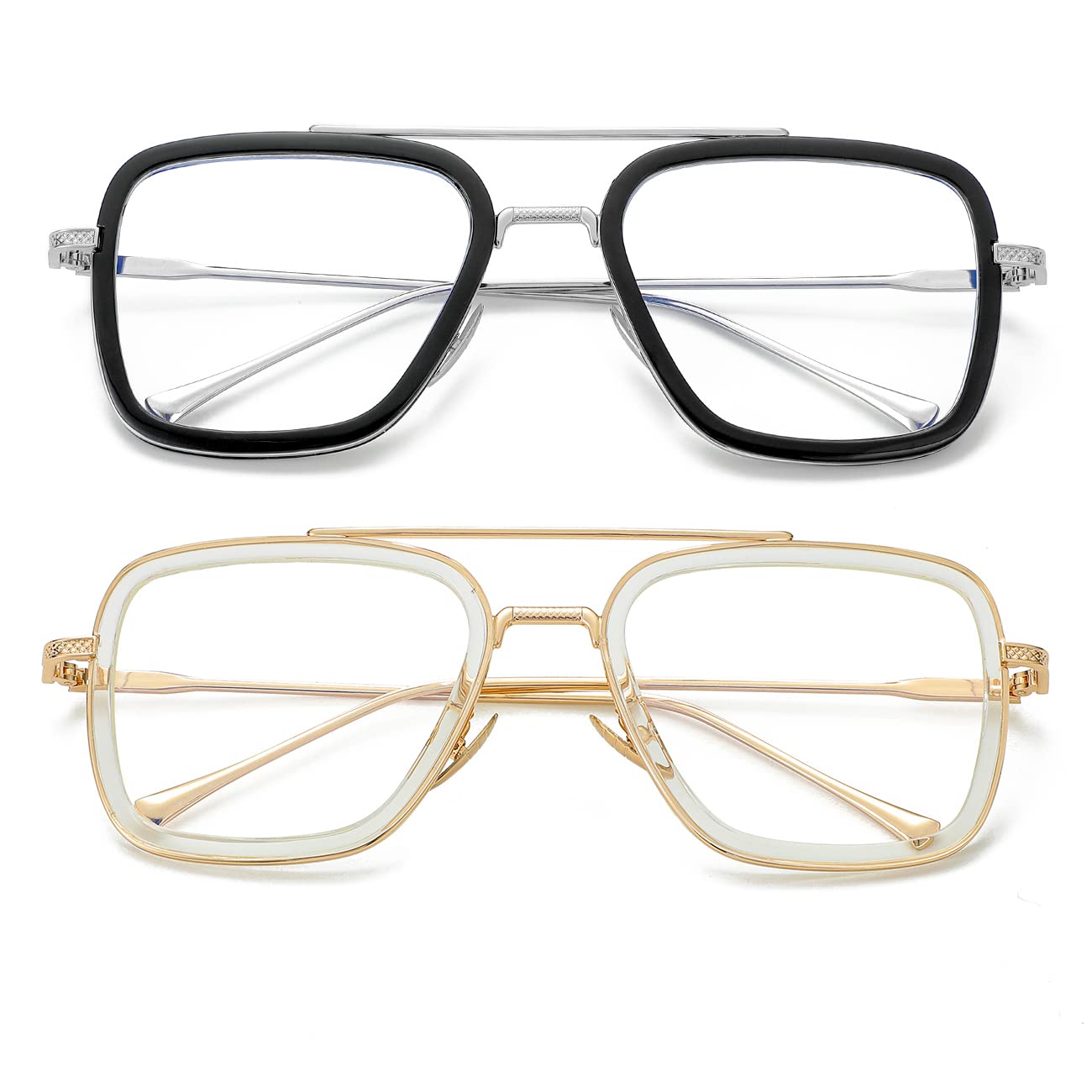 JOVAKITAviator Clear Lens Glasses for Women Men Non-prescription Eyeglasses Blue Light Blocking Lens Metal Frame