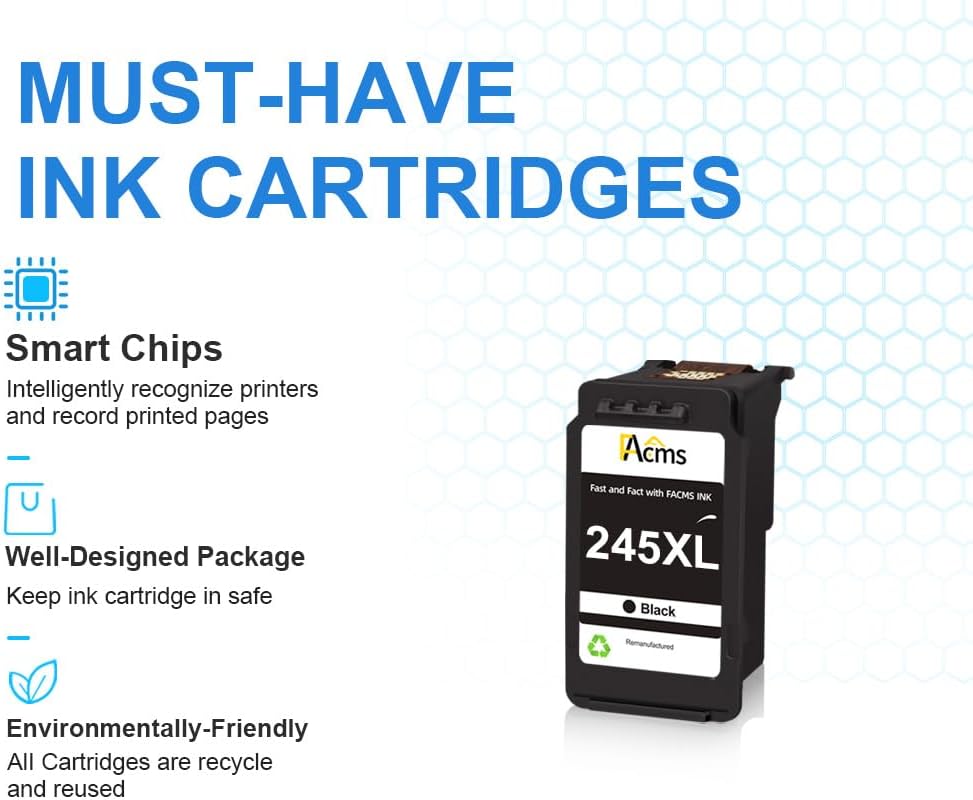 PG-245XL Black Ink Cartridge Replacement for Canon PG-245 PG-245XL 245XL Black Ink for PIXMA MX490 TR4520 TS3322 TR4522 TR4500 TS3122 TS3300 MX492 MG2522 TS3320 TS3100 Printer（1 Black）