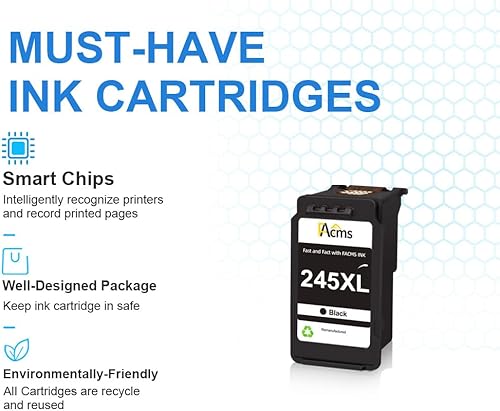 Miniatura 5 de FACMS PG-245XL Cartucho de tinta negra de repuesto para Canon PG-245 PG-245XL 245XL Tinta negra para PIXMA MX490 TR4520 TS3322 TR4522 TR4500 TS3122