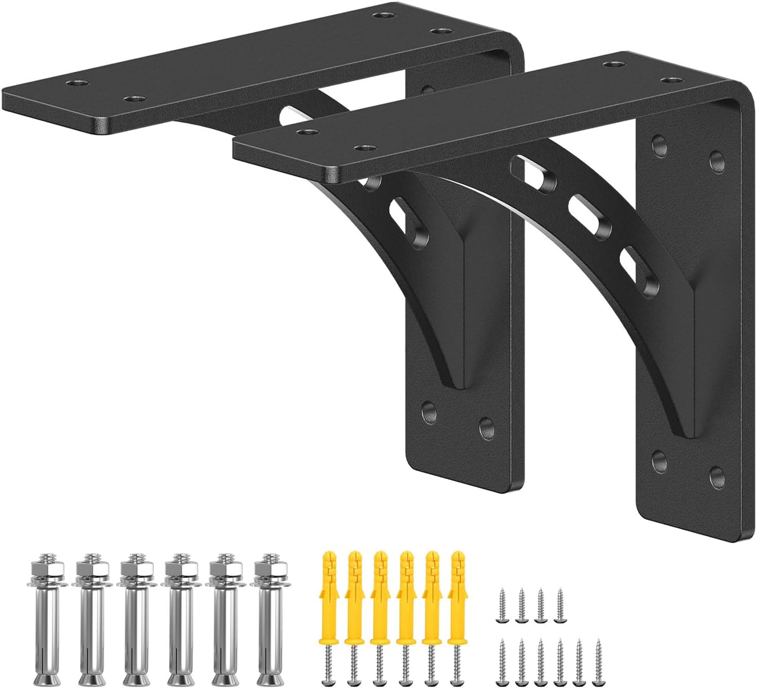 6x5 Inch Heavy Duty Shelf Brackets, Premium Alloy Metal Mantel Brackets (2 Pack) for Fireplace Mantel & Countertop Support