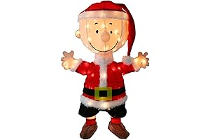 ProductWorks 24-Inch Pre-Lit 3D Peanuts Santa Charlie Brown Christmas Yard Decoration, 50 LED Lights