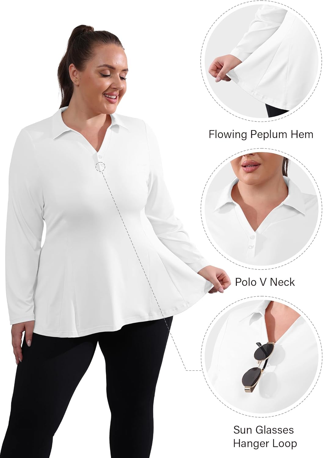 FOREYOND Plus Size Golf Polo Shirts for Women Long Sleeve Quarter Zip Pullover Athletic Workout Tops Yoga Gym Clothes - Image 3