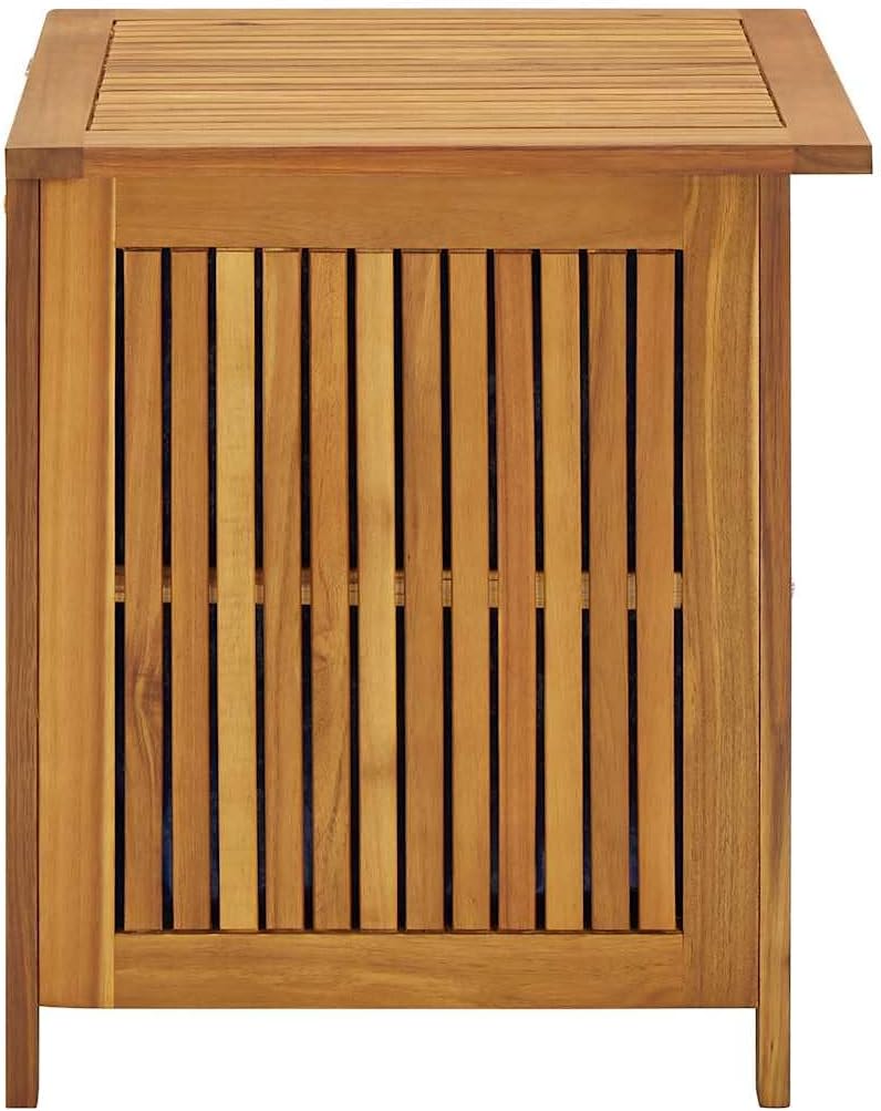 Solid Acacia Wood Storage Box Medium Rectangular Rustic Finish Outdoor Storage Chest Waterproof Patio Storage for Garden Deck Use