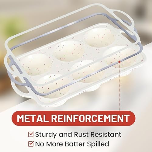 Vista 2 de Molde para Magdalenas Jumbo, Marco Reforzado de Metal de 3.5 Pulgadas, Molde Grande de Silicona para Cupcakes de 6 Cavidades, Molde Grande