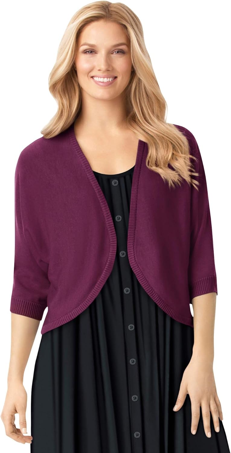 Woman Within Women's Plus Size Rib Trim Cardigan Shrug Sweater at  Women’s Clothing store