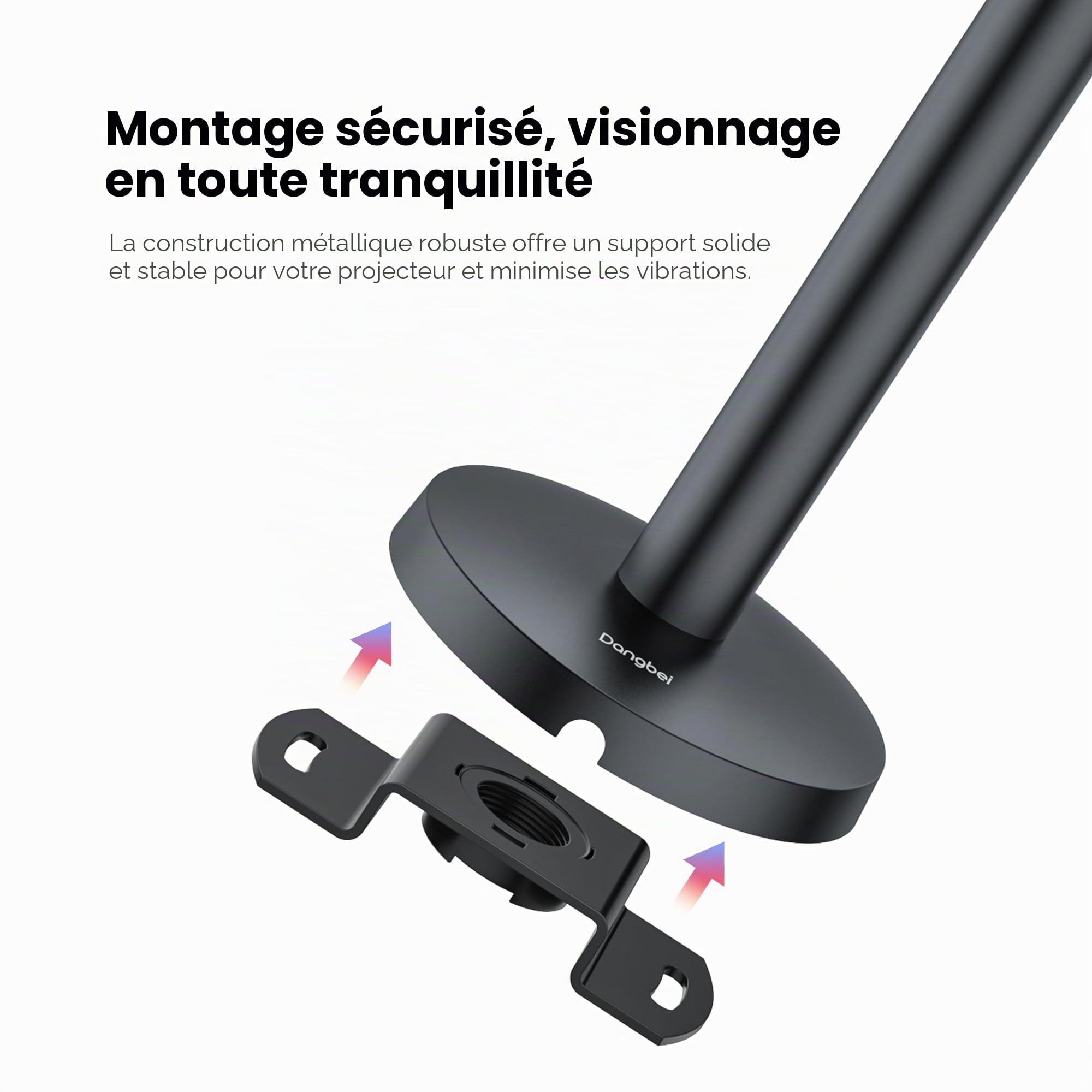 Dangbei Support Plafond pour Projecteur, Hauteur réglable de 3,9 à 15,7 Pouces, Support de projecteur, vis 1/4", Compatible avec DBX3 Pro, DBOX02, MP1 Max, Atom, N3 Max (Non Compatible DBOX02 Pro)