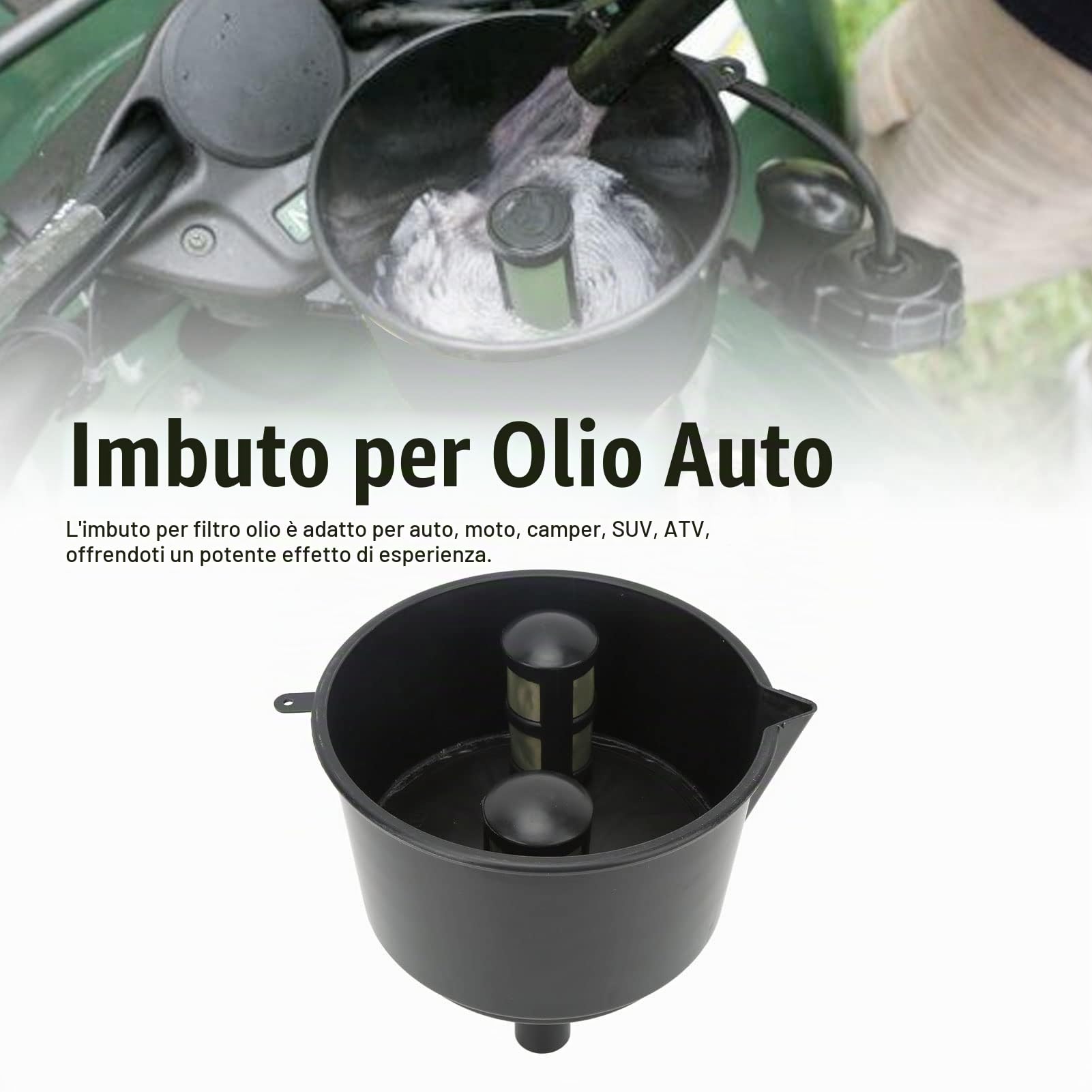 AF15CB Imbuto Filtro Olio per Auto Imbuto Filtro Portatile Grande Bocca Larga in Metallo per Auto Moto RV SUV ATV Imbuto Filtro per Auto