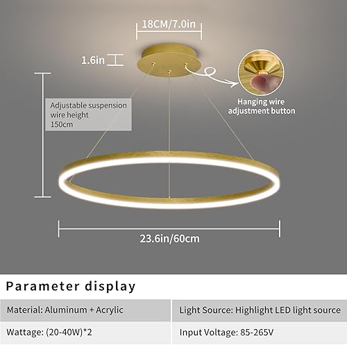 Miniatura 9 de Candelabros para comedor, lámpara colgante LED regulable para comedor, 3000K-6000K con control remoto, lámpara moderna