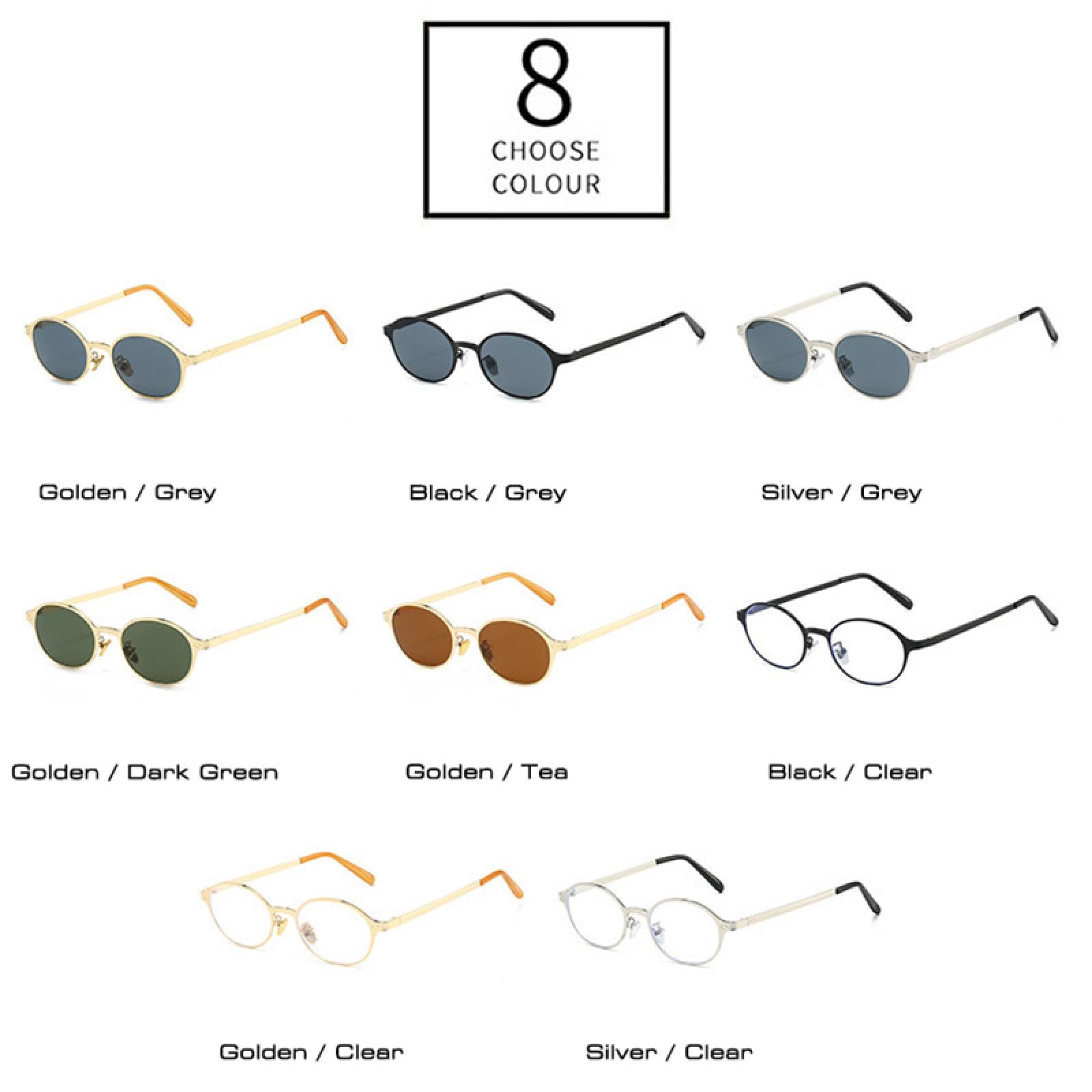 Occhiali da sole vintage classici da donna, piccoli, ovali, con montatura in metallo, alla moda, con rivetti, da uomo, con tonalità punk, UV400.