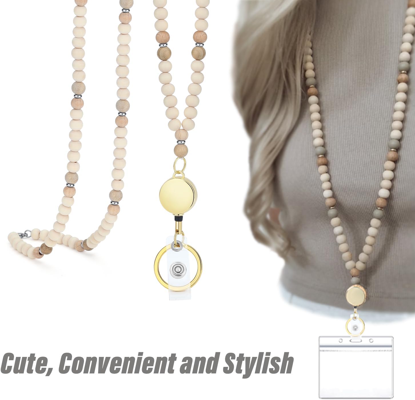 SAM & LORI Lanyards for Id Badges Teacher Lanyard With Id Holder Retractable Lanyards Beaded Cute Key Chain Keychain Women Cruise Ship Cards - Image 3