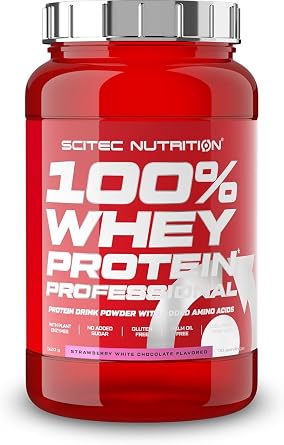 Scitec Nutrition 100٪ مصل اللبن المحترف 920 جم شوكولاتة بيضاء بالفراولة
