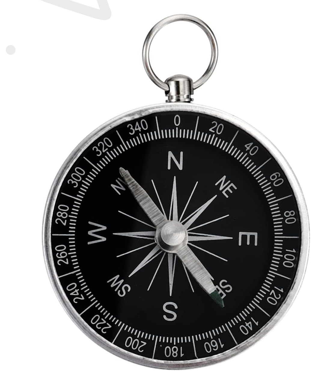 Hiking Compass Navigation - Simple Pocket Compass 360 Degree, Mini compass keyring for Kids, Waterproof Silver Aluminum Compas for Expedition Map Reading, Orienteering and Survival