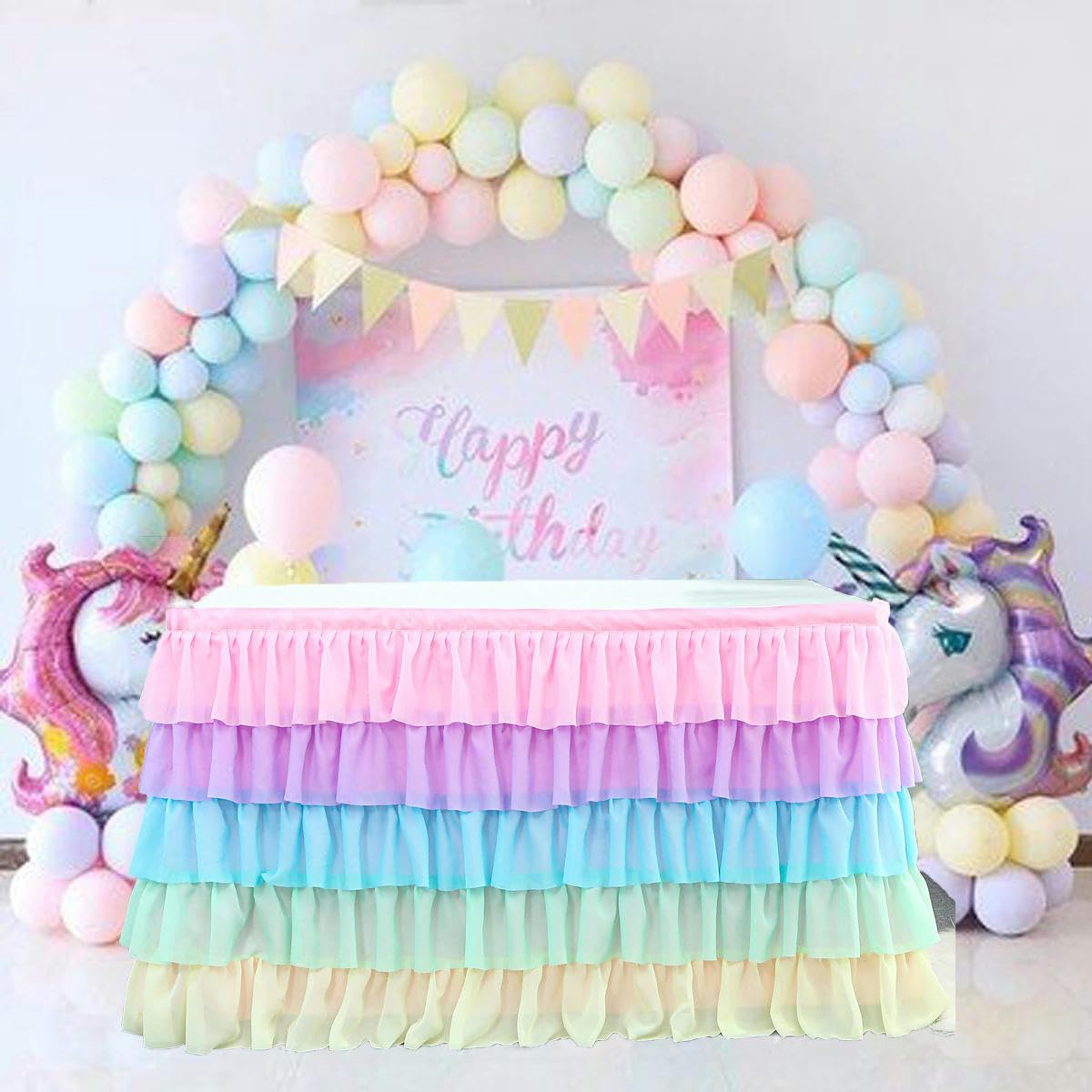 77 cm w kształcie fali siatka puszysta tutu tiulowa spódnica stołowa szyfonowa spódnica stołowa ślub na baby shower impreza falbana plisowana spódnica na stół