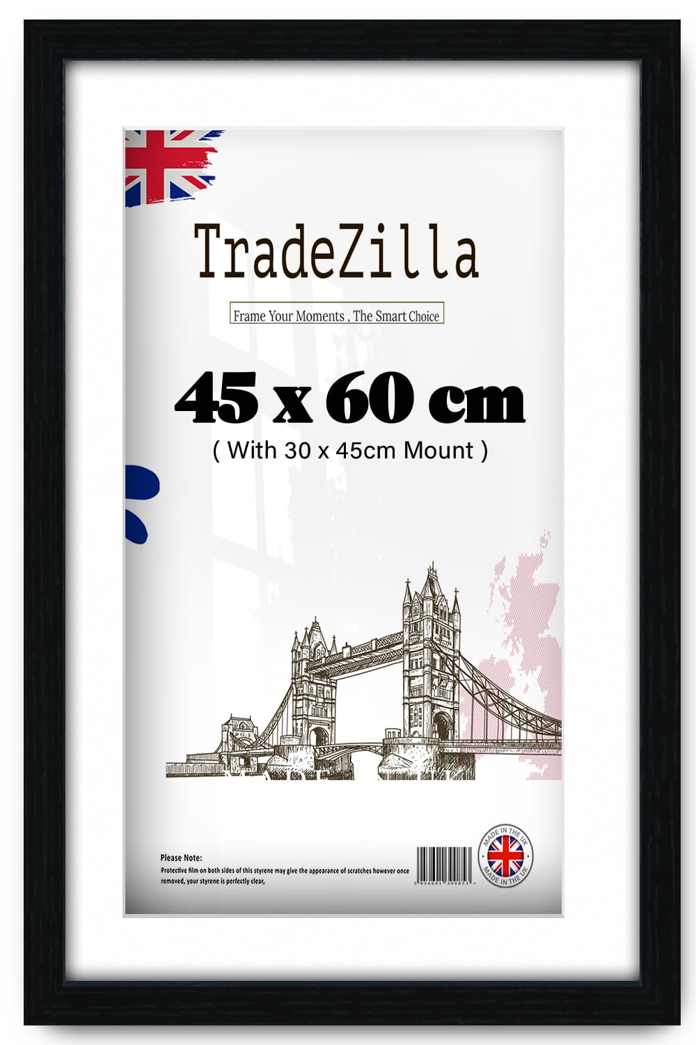 Tradezilla Black | Eton Wood 450 X 600 Mm With 450 X 300 Mm White Mount Frames 24" X 18" Perfect For Home, Office, (45 X 60 Cm) [ ]