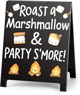 Happy National S'mores Day Funny Camper Decor Camping Sign Camper Desk Sign for Home Farmhouse Family Summer Decorations Gifts for RVers Friends Roast A Marshmallow Party S'more White Elephant Gifts