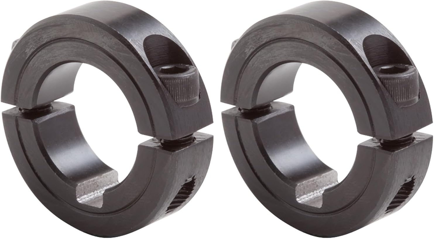 Climax Metal 2C-075-KW Two-Piece Clamping Collar, With Keyway, Black Oxide Plating, Steel, 3/4" Bore, 1-1/2" OD, 1/2" Width (Pack of 2)