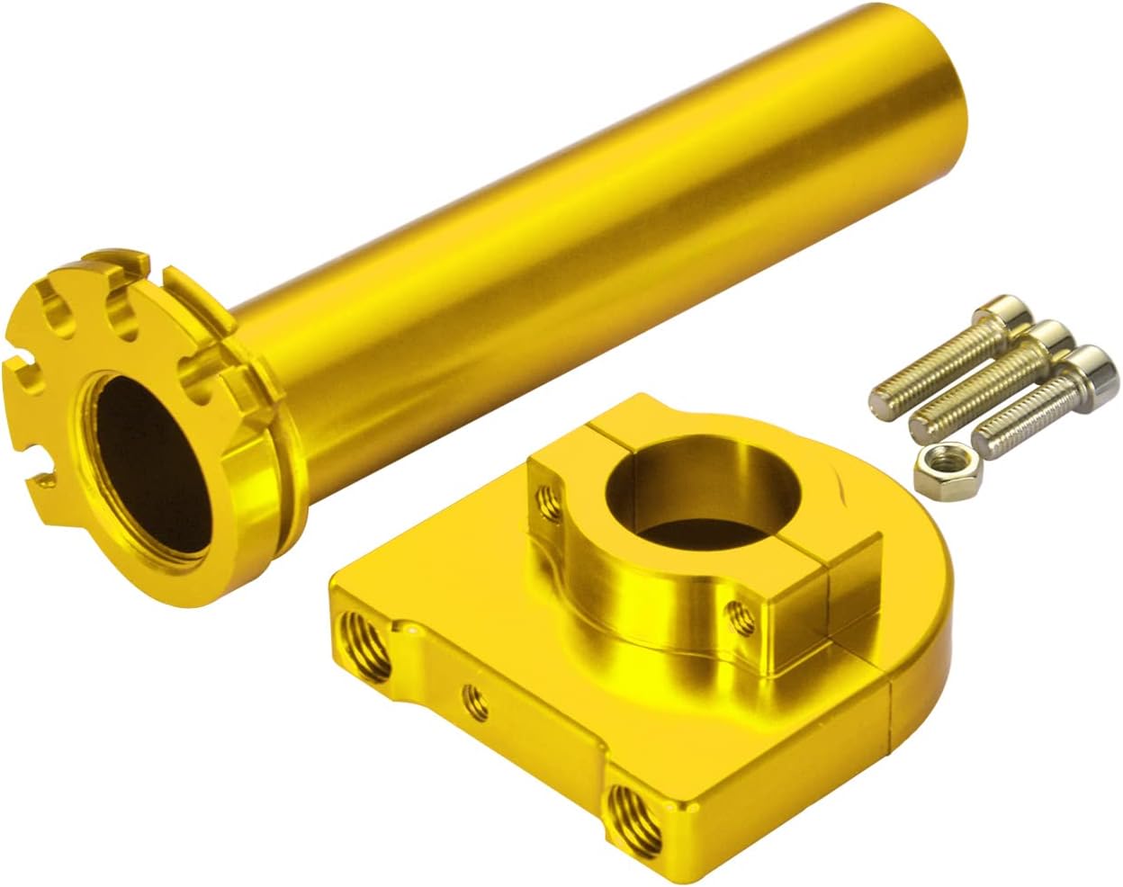 WOOSTAR 7/8" 22mm Twist Throttle Grip with Handlebar Clamp Replacement for 50cc 70cc 90cc 110cc 125cc Sport Motocross Dirt Pit Bike Scooter Gold