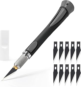EHDIS Precision Hobby Knife Set Utility Craft Knife Kit with 10PCS Blades for Art, Working-Stencil, Scoring, Scrapbooking, Architecture Modeling, Crafting-Grey