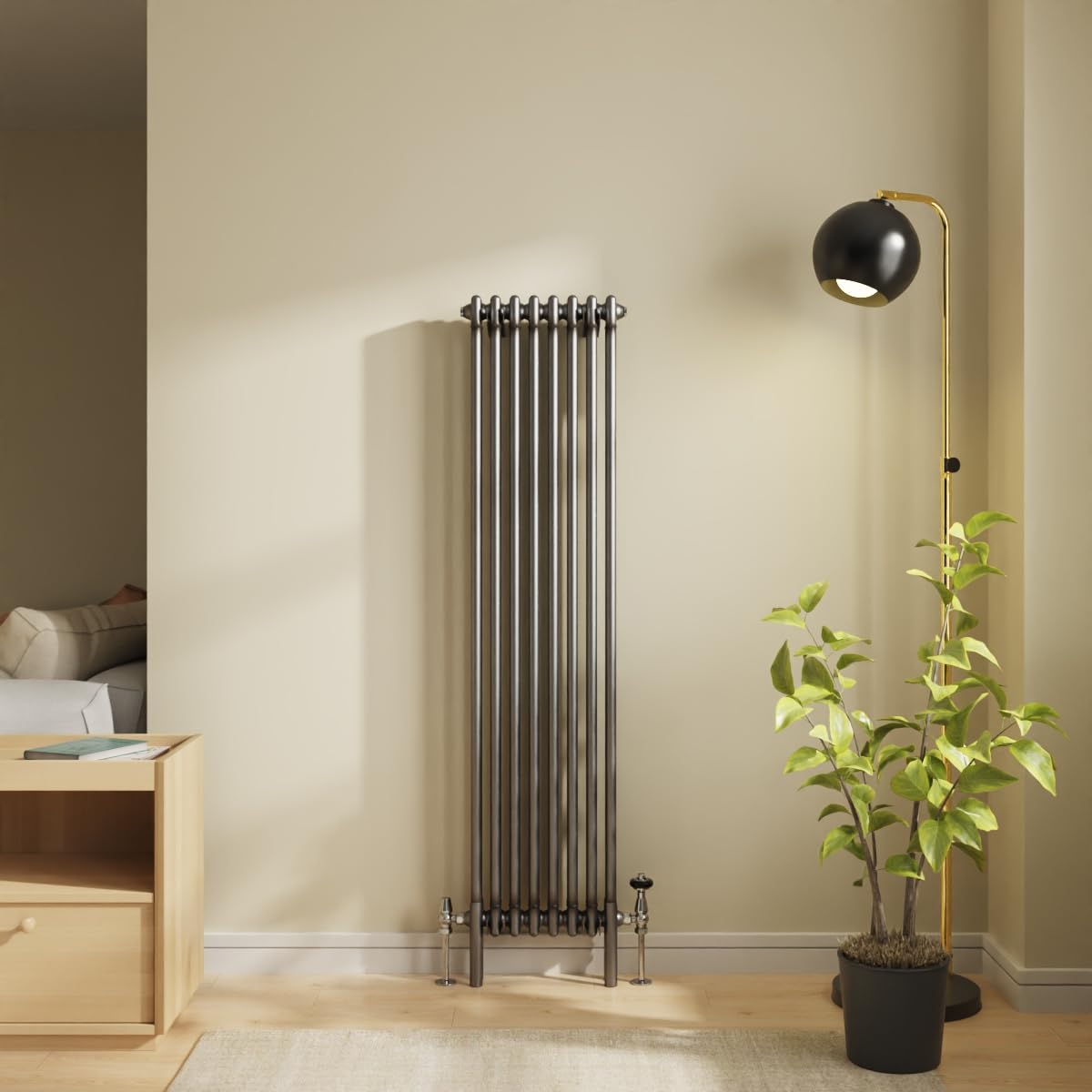 NRG 1500 x 380mm Raw Metal Cast Iron Double Column Vertical Radiator