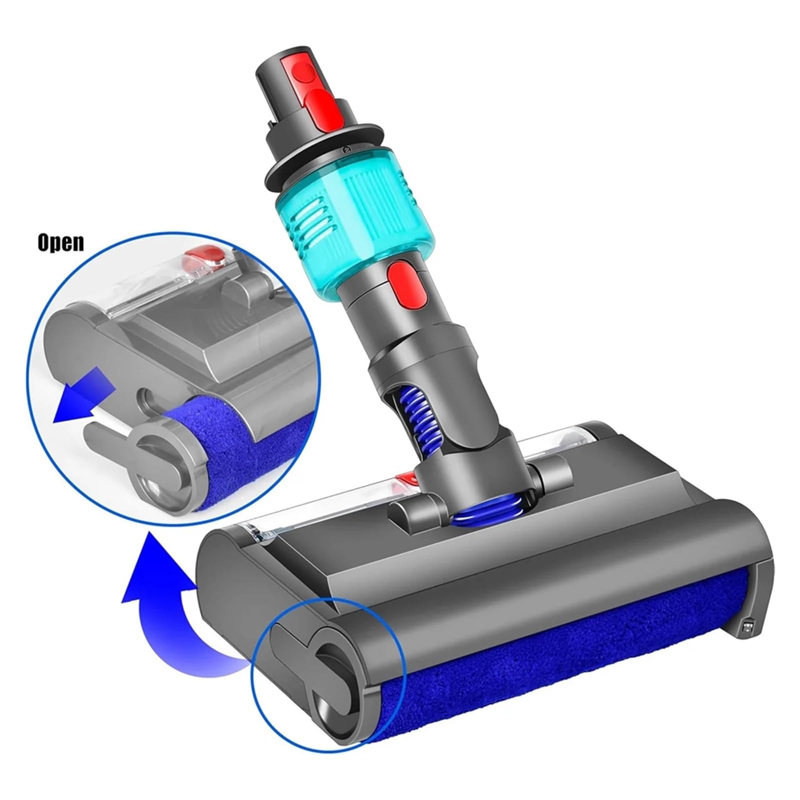 Cabezal De Fregona Eléctrica Húmedo Y Seco Con Cepillo De Lavado, Compatible Con Dyson, Cepillo Lateral De Luz Verde V7 V8 V10 V11 V15