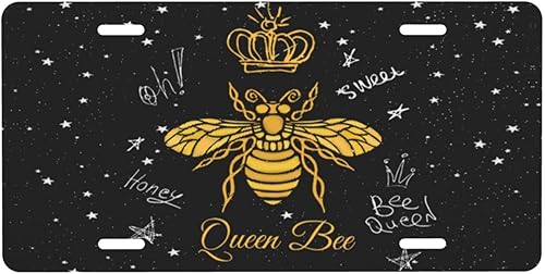 Placa de matrícula de metal de aluminio con diseño de insectos de abeja de abeja de abeja de 6 x 12 pulgadas