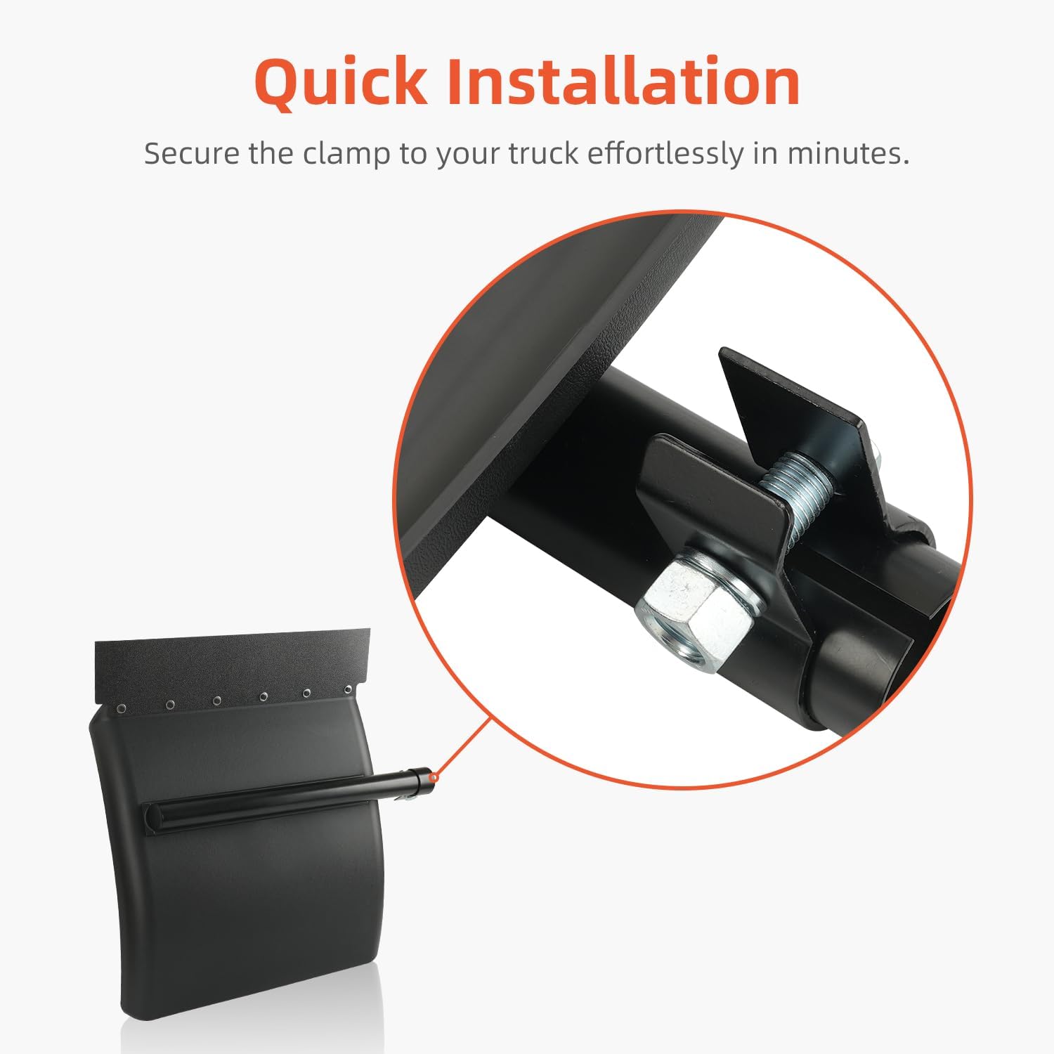 Quarter Fenders for Semi Truck 24" x 24" Black Poly Mud Guards with Tube Brackets & Mounting Hardware Kit, Left & Right Fender Set fit for Kenworth, Freightliner, Peterbilt, and Trailer Trucks