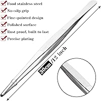 Vista 2 de Pinzas de cocina de acero inoxidable de 12 pulgadas de largo, pinzas de alimentos grandes resistentes con puntas dentadas de precisión para cocinar