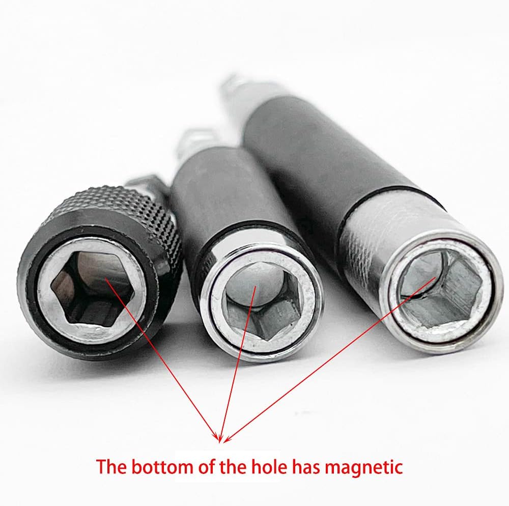 Magnetic Screw Drive Guide Drill Bit Tip Holder Screwdriver Bit Holder Drill Bit Extension Bar Drill Screw Adapter with 1/4 Inch Hex Shank, Set of 3